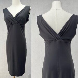 Eva Varro Criss Cross V-Neck Front & Back Sleeveless Sheath Dress (M) USA Made